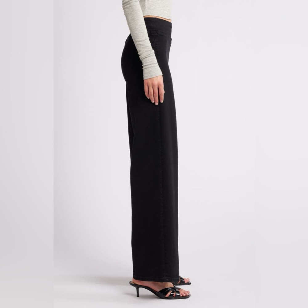 FRAME Jetset High Rise Palazzo Jeans Black Wide Leg Pull-On Denim Size 28 - Picture 7 of 11